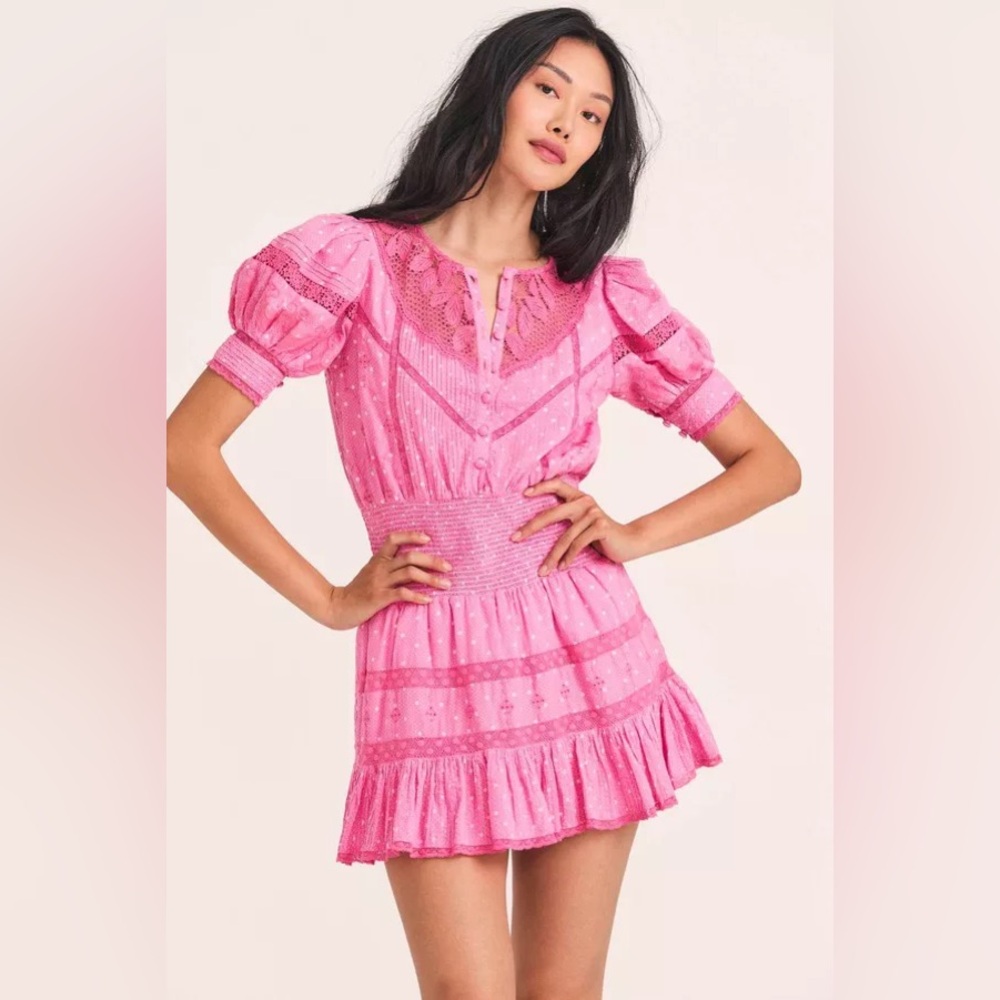 LoveShackFancy  Jaislyn Dress Pink XL RETAIL $385